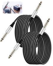 Yuio 2 Pack Guitar Cable 3 Meter/10Ft, 6.35Mm 1/4 Inch Braided Guitar Lead Jack