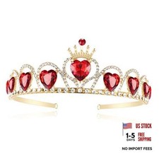 Red Heart Tiara Evie Descendants Costume Headdress Queen of Hearts Gold Crown