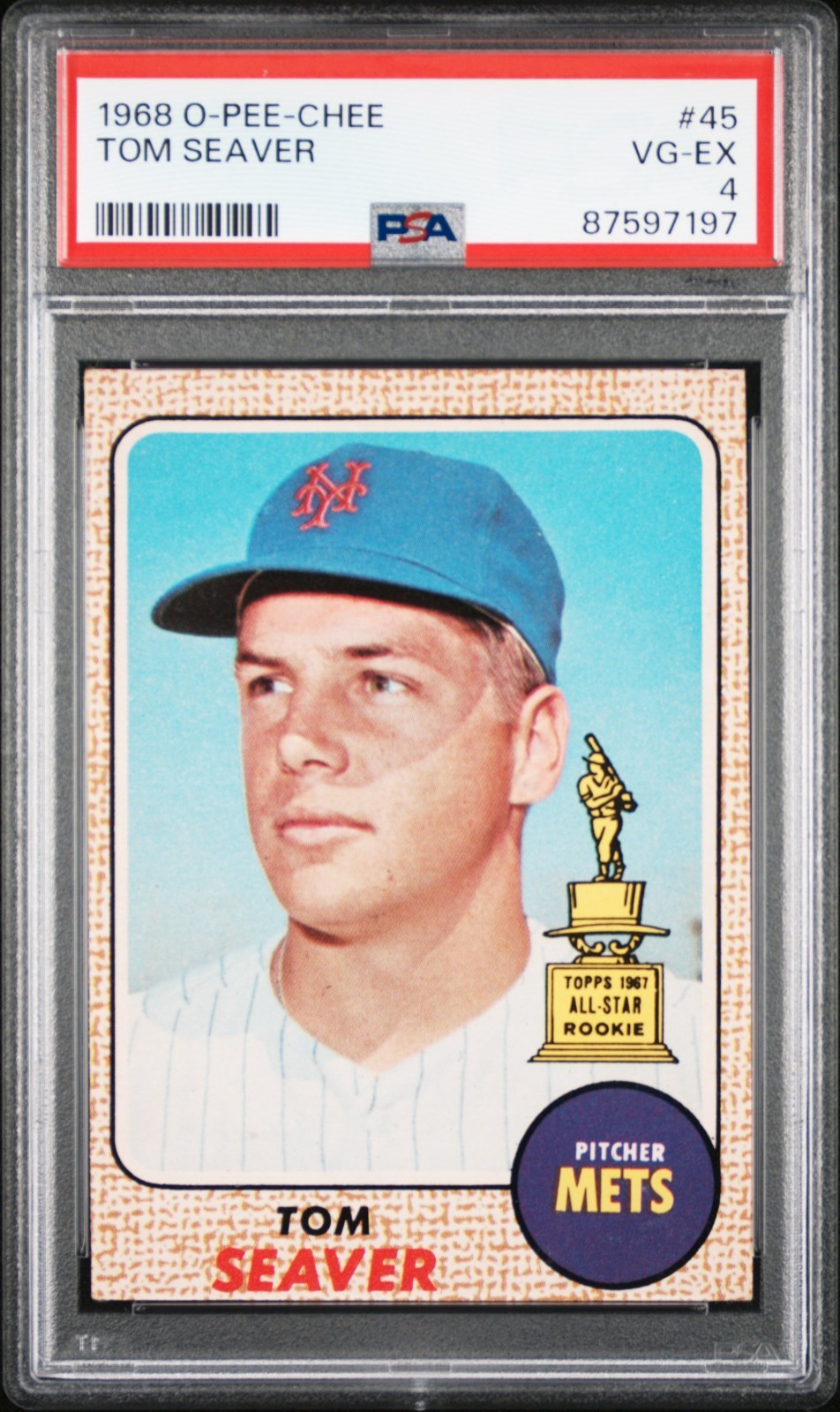 1968 O-Pee-Chee Baseball Card #45 Tom Seaver All-Star Rookie NY Mets PSA 4 VG-EX
