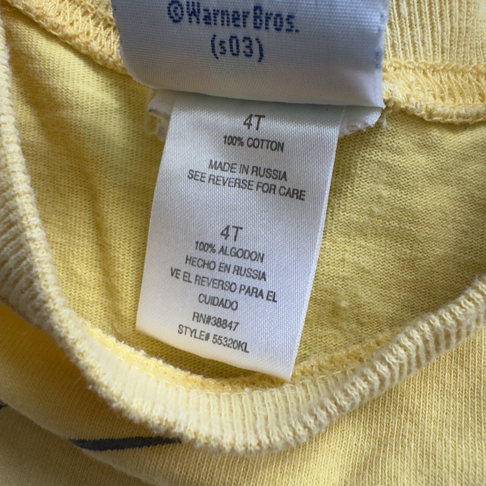 VTG Y2K Looney Tunes Baby Tweety Bird Yellow Graphic Tshirt Kids 4T 2000s