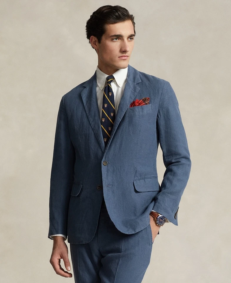 Polo Ralph Lauren Mens 48L Polo Soft Modern Linen Suit Jacket Corsair Blue $398 - Image 2 of 4