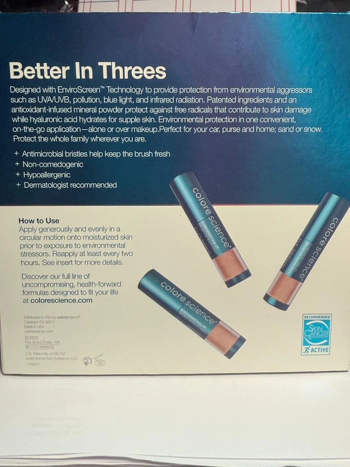 Colorescience SUNFORGETTABLE Brush-On Shield SPF 50 - Tan - 3 PACK x 0.21 oz NIB - Image 2 of 4