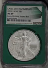 2011 US Silver Eagle $1 NGC MS69 US Mint Sealed Box Green Core Slab