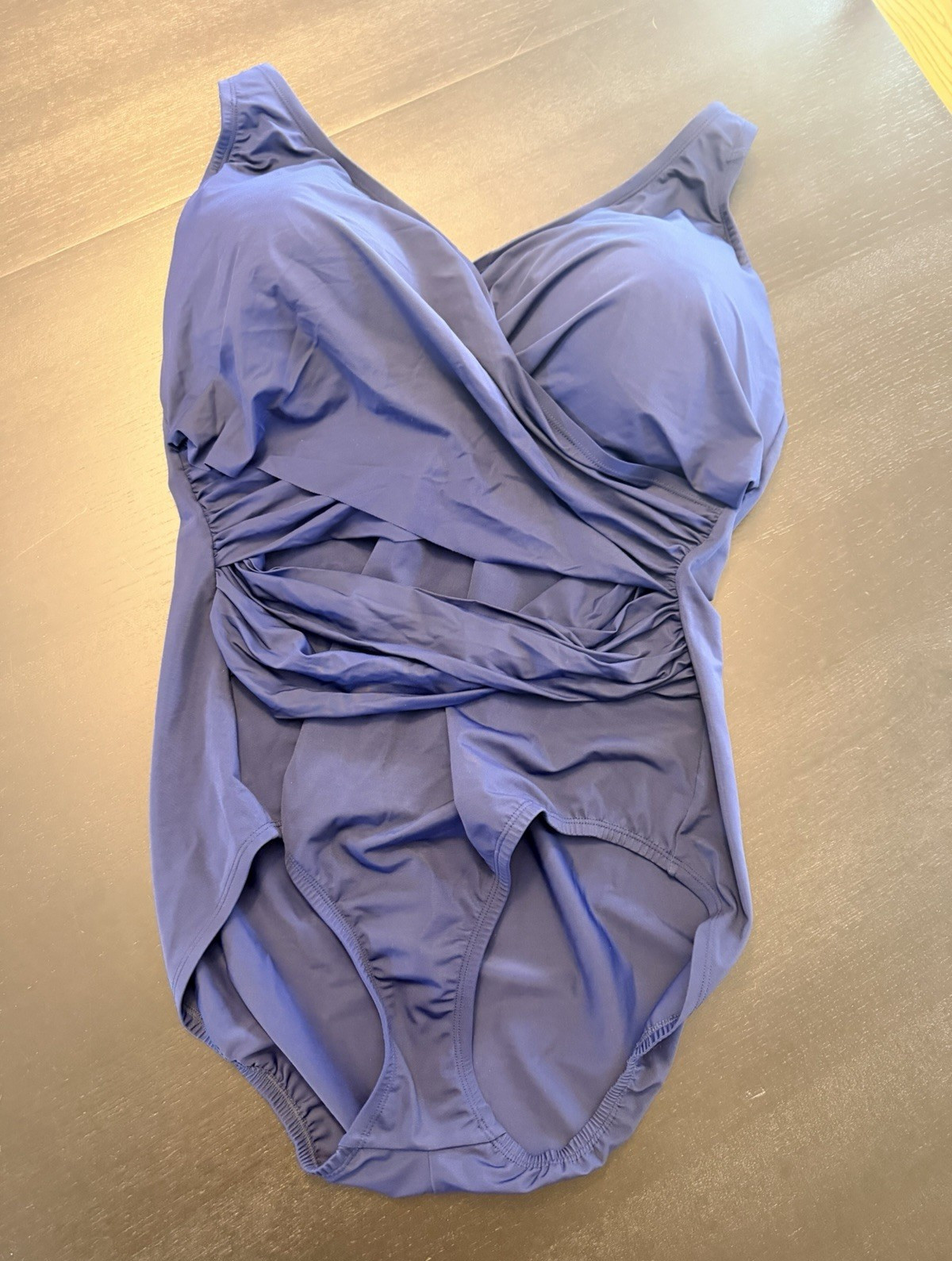 Lands' End Women's One Piece Swimsuit Blue Solid 18 DDD Cup Built-In Bra