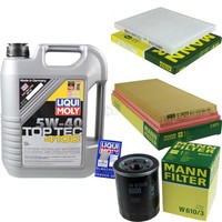 Mann Inspektionspaket 5L Liqui Moly Top Tec 4100 5W-40 FüR Fiat 500 1.4
