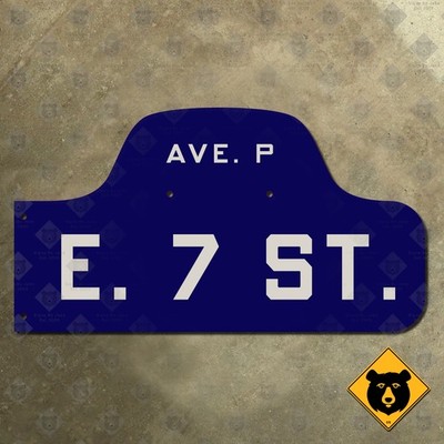 Brooklyn New York East 7th Street at Avenue P humpback road sign 16x9