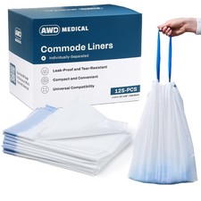 125 PACK Commode Liners - Adults Bag 1 Count Pack of 125 , white