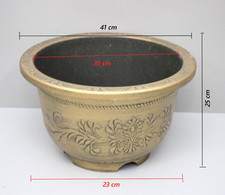 Pflanzkübel Ø 41 x H 25 cm Antik Gold Blumentopf Gartendeko, Wetterfest