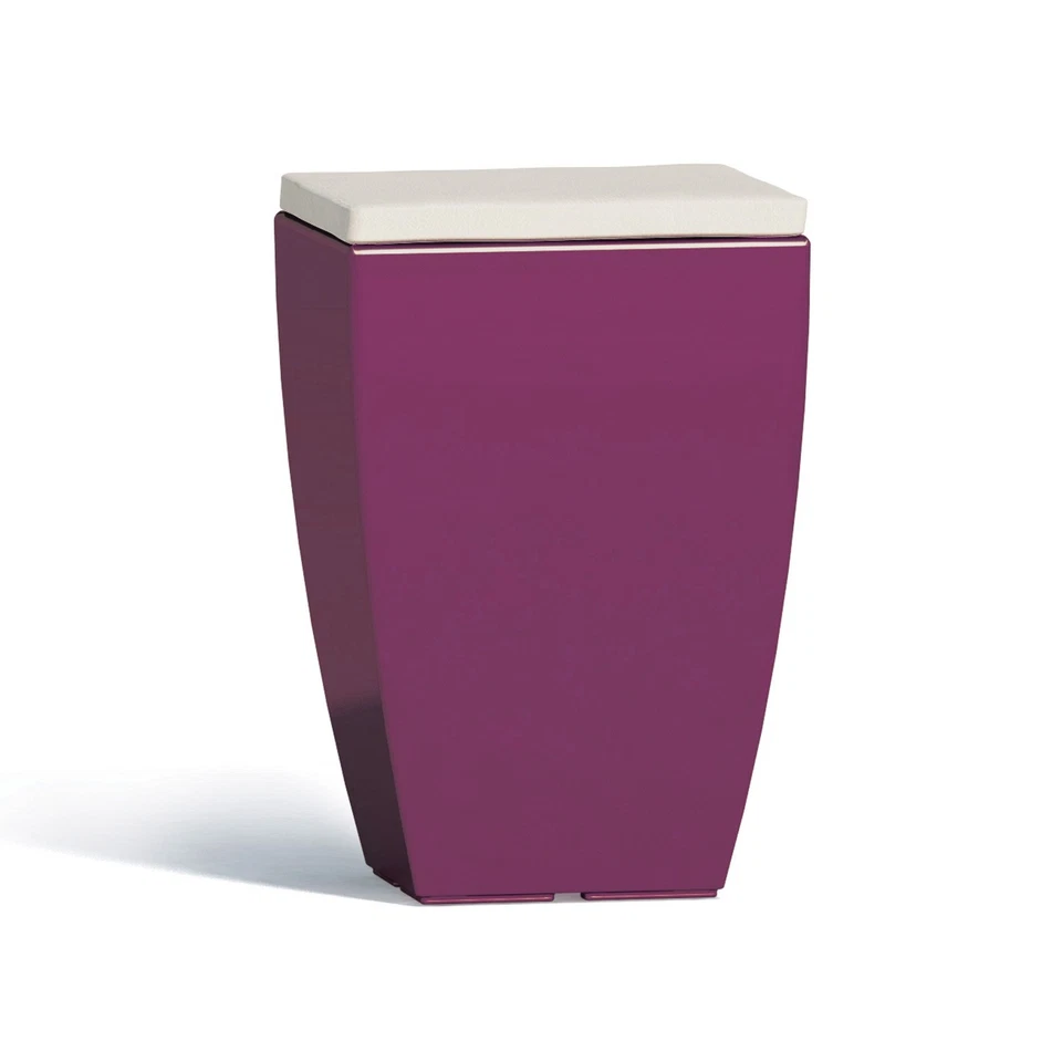 SIÈGE JARDIN POUF TABOURET COUVERCLE AMOVIBLE RÉSINE BOITE DE RANGEMENT VIOLET - Photo 2/3