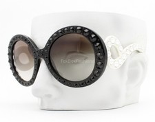 Prada Baroque Swirl Sunglasses Black Swarovski Crystals SPR 31P 2AX-0A7 w/case
