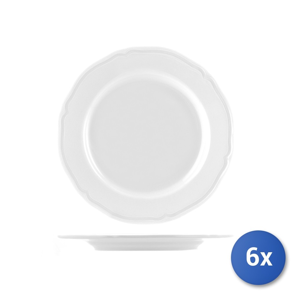 6X Round White Porcelain Plate Prague 31Cm