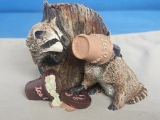 Heritage Artists Raccoons Getting Into Ice Cream Bucket Figurine Made in Canada