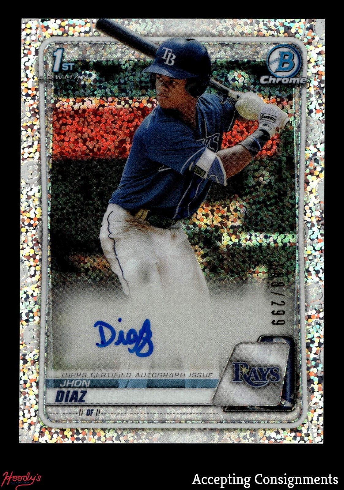 2020 Bowman Chrome Prospect Speckle Refractor Jhon Diaz 1ST ROOKIE AUTO 188/299