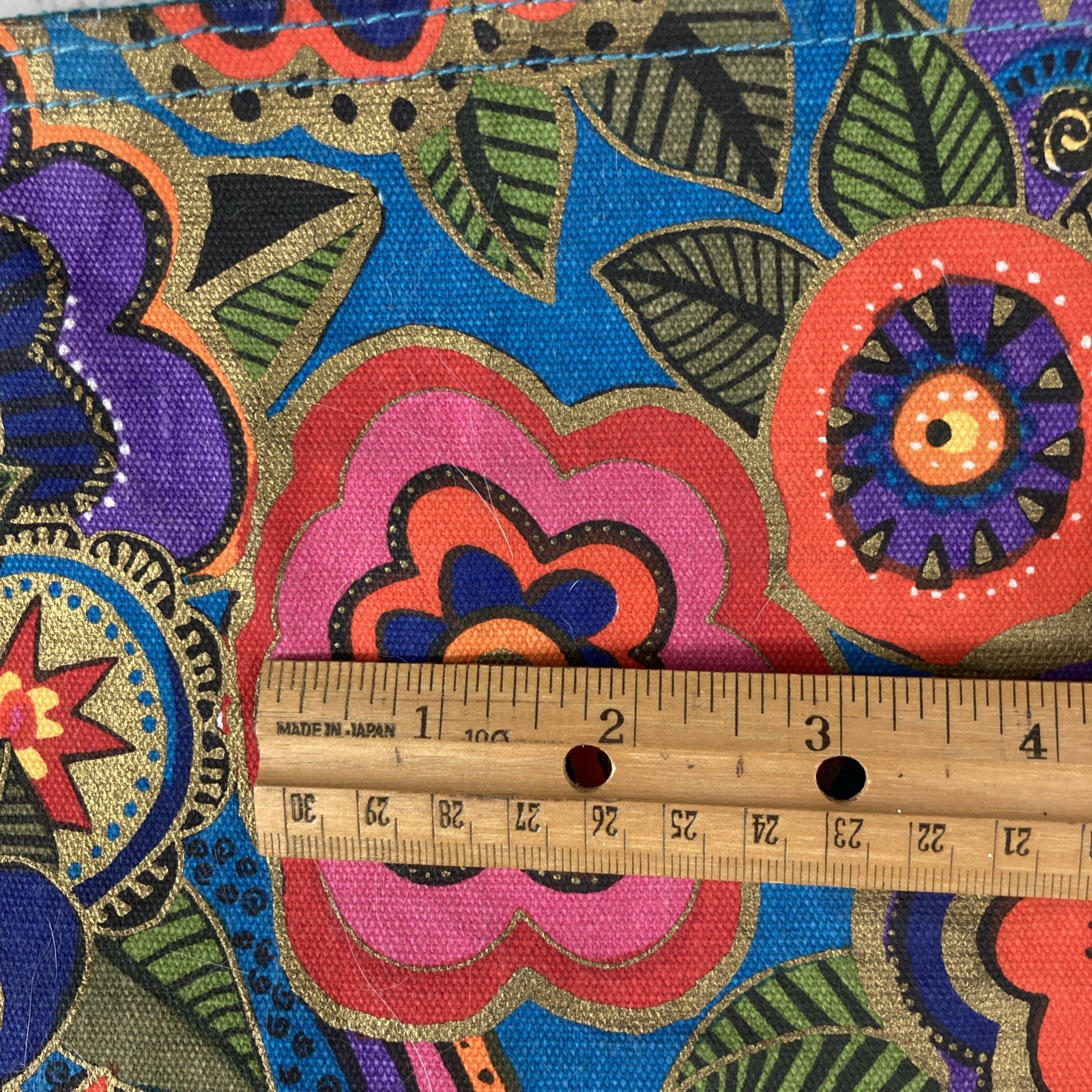 Sun N Sand Large Canvas Tote Bag Laurel Burch Floral Print End Pockets Zippered