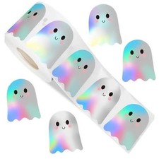 500Pcs Halloween Ghost Stickers Roll - Laser Cute Boo Ghost Halloween Stickers