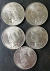 Lot of Five 1923 $1 Peace Silver Dollars