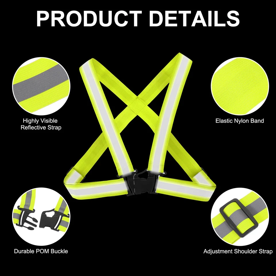 Chaleco de running reflectante ajustable, amarillo Foto 3 de 4