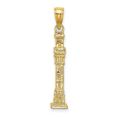 14k Yellow Gold 3-D Pilgrim Memorial Monument Pendant