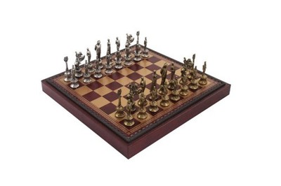 Italfama Napoleon Metal Chess Set with Checkers & Backgammon Board