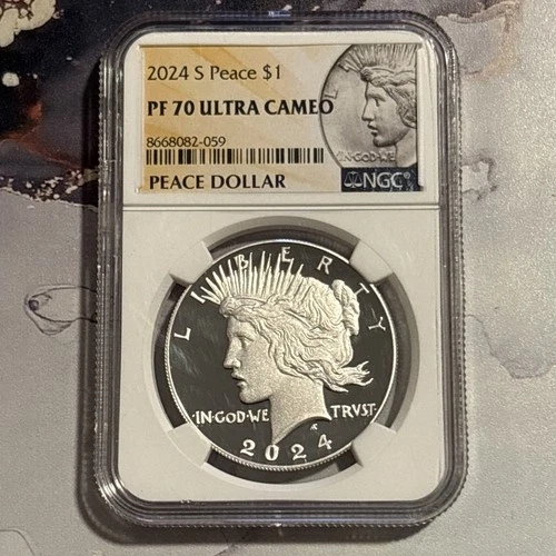 1 Oz Silver -  2024-S Peace Dollar NGC PF70 Ultra Cameo Proof Silver Coin