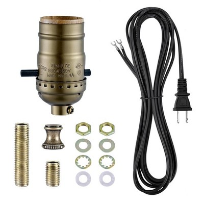 Lamp Rewire Kit,Lamp Socket Replacement Kit,Antique Brass Light Socket with Matc