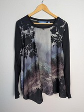 Simply Vera Vera Wang Black Tunic Blouse Womens XL Floral Chiffon Pullover