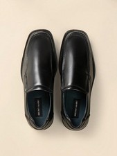 Men'S Black Slip On Leathers Lined Square Toe Dress Loafers Shoes For Casual