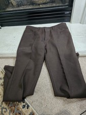 2 - brown WRANGLER WESTERN Cowboy Polyester SLACKS PANTS Vtg W36L31