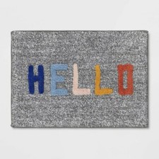 Room Essentials Multi-Color Hello Bath Rug Size 17" X 24" 100 Cotton Gray