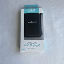 Black Magnetic Leather Wallet For iPhone RFID Protection KBOD Stori Black