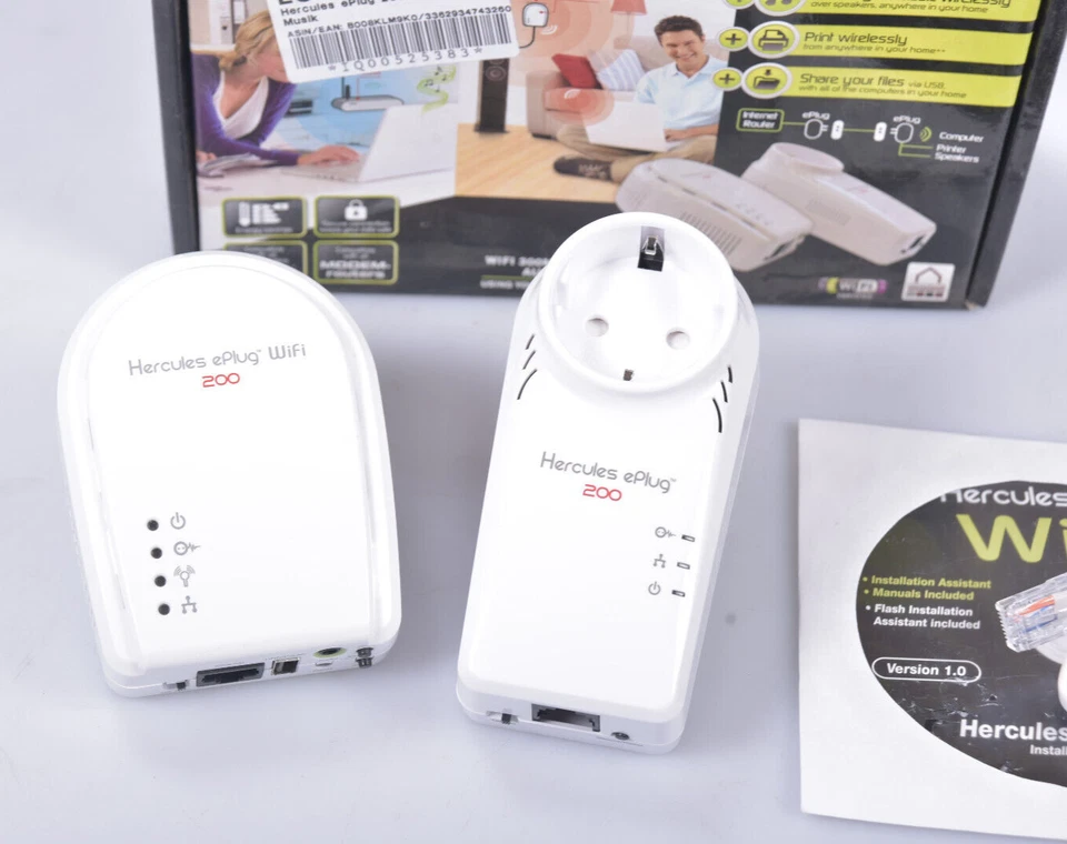 Hercules ePlug 200 WiFi Duo 300 Mbp/s LAN PowerLan für PC Mac Steckdose 4780727 - Bild 3 von 4