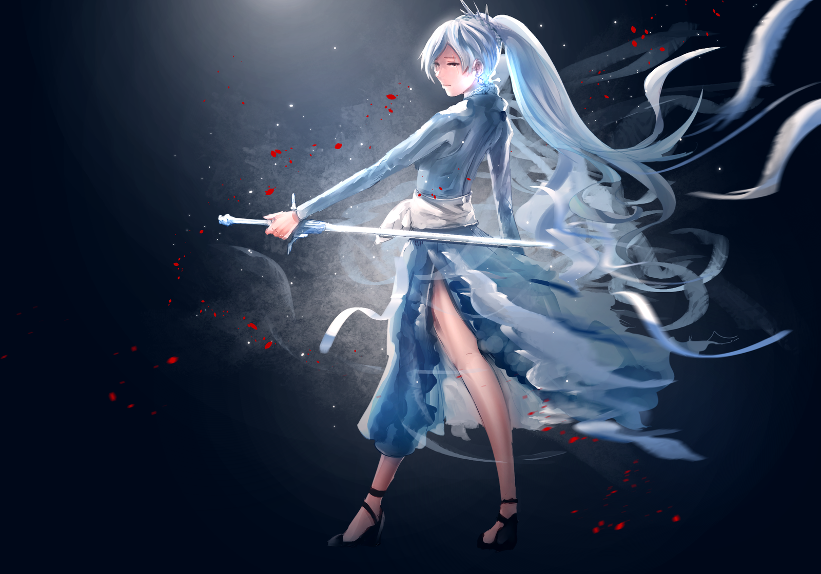 Anime rwby digital art girls fan weiss schnee long hair Custom Gaming Mat Desk