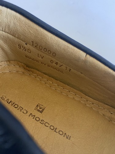 Sandro Moscoloni Driving Moc Loafers Mens 9.5 Black Leather Slip On Casual Shoes - Picture 7 of 9