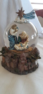 Musical Nativity Snow Globe, Silent Night, Star On Top