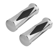Chrome/Black Diamond Bicycle Handlebar Grips Chopper Lowrider BMX Bike Part