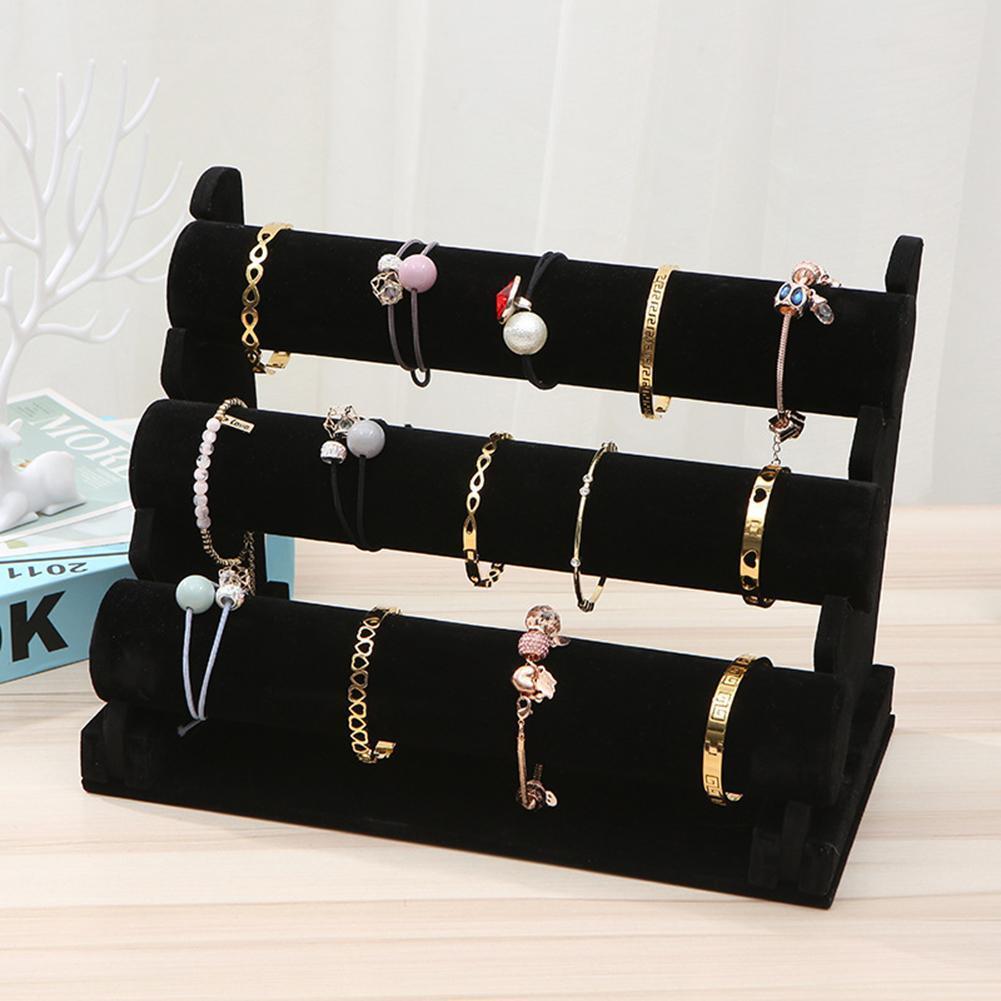 Velvet Bracelet Bangle TBar Rack Watch Jewelry Display Stand (Black3