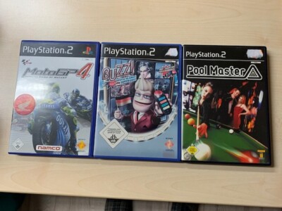 Playstation 2 # 3 Spiele MotoGP4 - BUZZ - Poolmaster - Anleitungen dabei