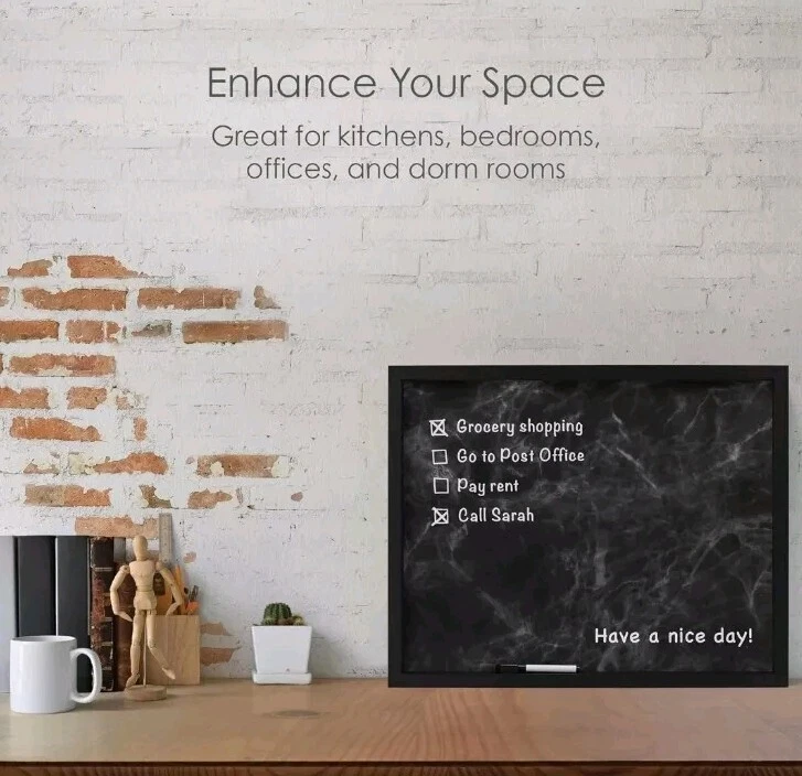 Mikasa Framed Marble Print White Board, Includes 1 Marker, Black - Image 4 of 4