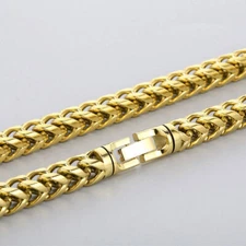 Gold Stainless Steel Hip-Hop Smooth Franco Chain Necklace For Mens Gift 8mm 26''