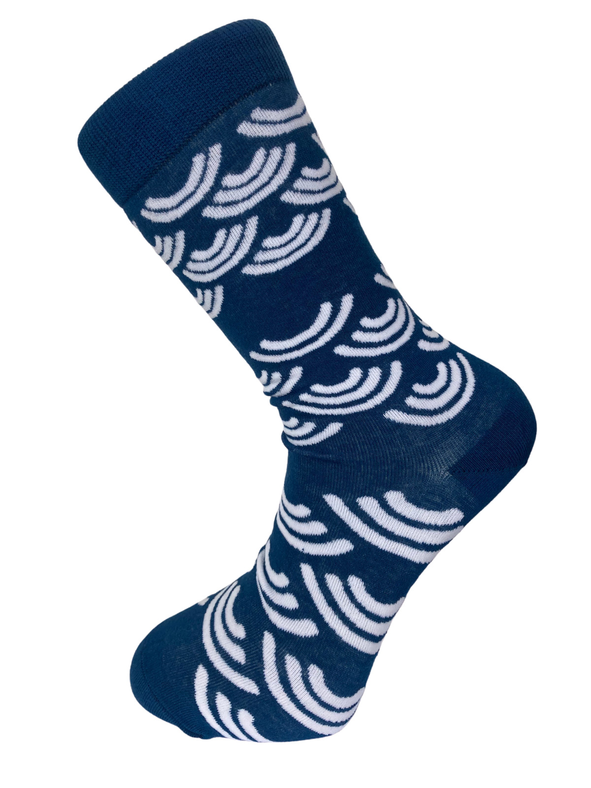 Frederick Thomas navy blue mens socks with white rainbow design