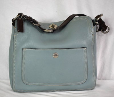 COACH Chelsea Hobo Bag Teal Pebbled Leather Turn Lock Shoulderbag
