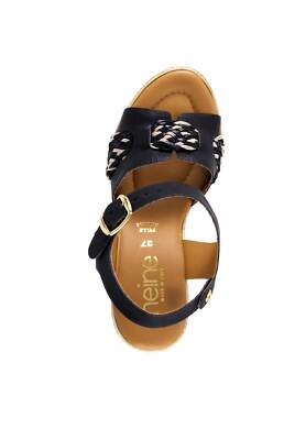 HEINE Damen Sandalette Flechtmuster, schwarz-beige