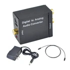 Digital Toslink Optical Coaxial To Analog RCA L/R Audio Converter + Fiber Cable