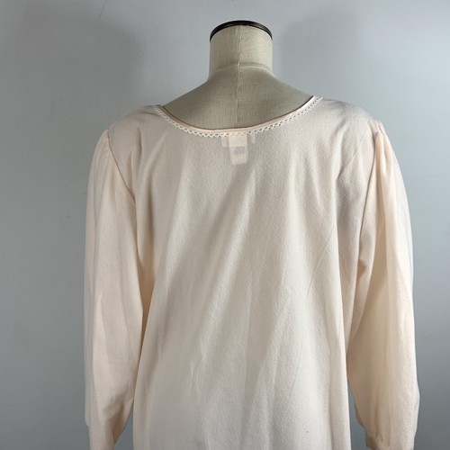 Barbizon Vintage Flanell Kuschelleder rosa bestickte Borte langes Nachthemd Large - Bild 6 von 9