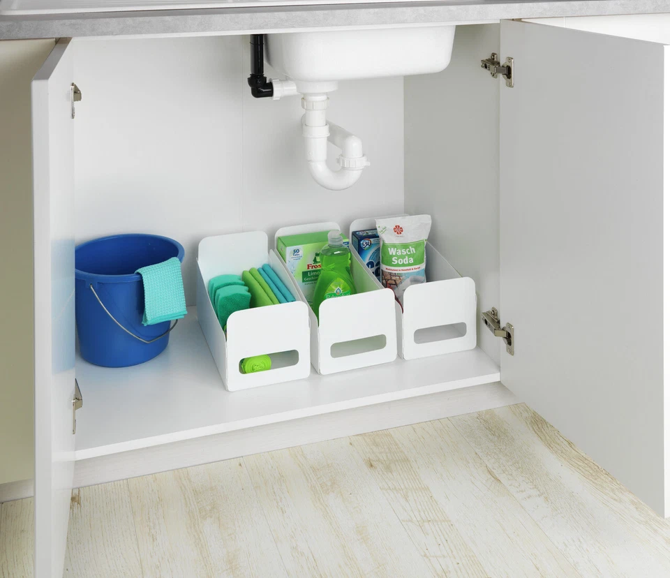 WENKO 3er Set Küchen Organizer Aufbewahrung Box Schrank Schubladen Ordnung Bad - Bild 3 von 4
