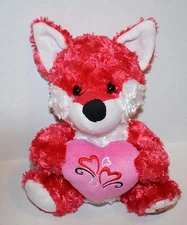 Hugfun Valentines Pink Heart Foxy Fox 8" Pink Swirl Plush Stuffed Soft Toy
