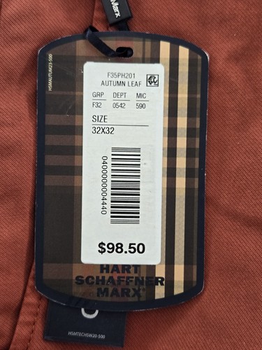$98 Hart Schaffner Marx Men's Straight Fit Flat Front Pants, 32X32 - Picture 8 of 8