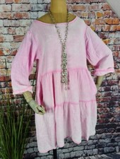 ITALY BOHO IBIZA AIRY DRESS TUNIC VINTAGE COTTON washed out pink 38-44