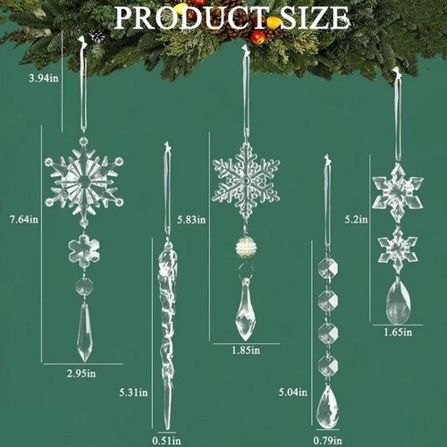 10Pcs Christmas Tree Clear Glass Icicle Ornaments Xmas Home Decor Decoration - Bild 12 von 12