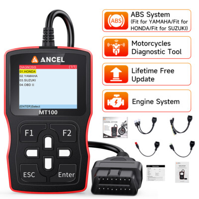 ANCEL MT100 Motorcycle OBD2 Scanner ABS Code Reader Engine Diagnostic Tool